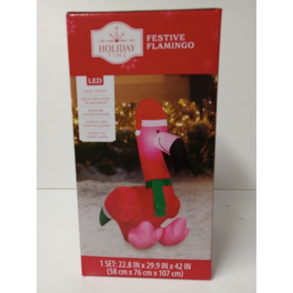 Other - Holiday Time Festive Flamingo LED Inflatable  Airblown‎ 3.5ft